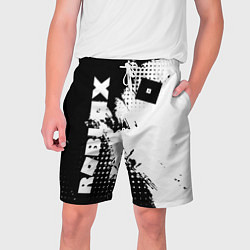 Шорты на шнурке мужские Роблокс - черно-белая абстракция, цвет: 3D-принт