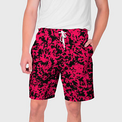 Шорты на шнурке мужские Пятнистый яркий чёрно-розовый, цвет: 3D-принт