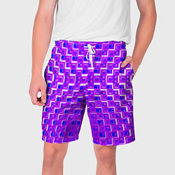 Шорты на шнурке мужские Фиолетовые квадраты на белом фоне, цвет: 3D-принт