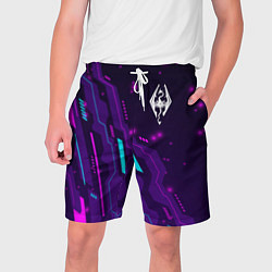 Шорты на шнурке мужские Skyrim neon gaming, цвет: 3D-принт