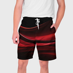 Шорты на шнурке мужские Темная красная абстракция на черном фоне, цвет: 3D-принт