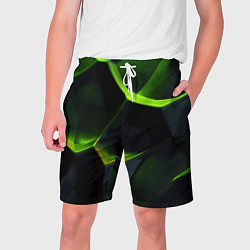 Шорты на шнурке мужские Green neon abstract geometry, цвет: 3D-принт