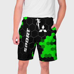 Шорты на шнурке мужские Mitsubishi green sport hexagon, цвет: 3D-принт