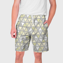 Шорты на шнурке мужские Паттерн геометрия светлый жёлто-серый, цвет: 3D-принт