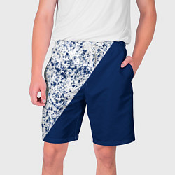 Шорты на шнурке мужские Сине-белый пополам, цвет: 3D-принт