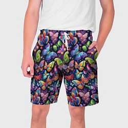 Мужские шорты Бабочки в паттерне разноцветный яркий фон