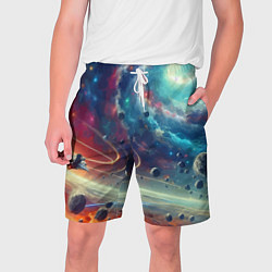 Шорты на шнурке мужские Полет к далёкой планете - нейросеть, цвет: 3D-принт
