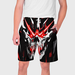 Шорты на шнурке мужские Абстрактный белый череп и красные полосы, цвет: 3D-принт