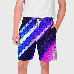 Шорты на шнурке мужские Marshmello неоновый паттерн, цвет: 3D-принт