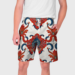 Мужские шорты Узор красно-синий на белом фоне