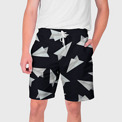 Шорты на шнурке мужские Белый бумажный самолётик - Телеграм, цвет: 3D-принт