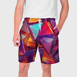 Шорты на шнурке мужские Разноцветные треугольники 2, цвет: 3D-принт