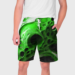 Шорты на шнурке мужские Зелёно-белая абстрактная структура, цвет: 3D-принт