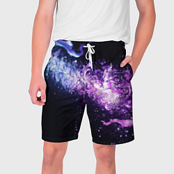 Шорты на шнурке мужские Фиолетово-синяя абстрактная волна, цвет: 3D-принт