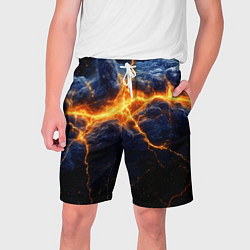 Шорты на шнурке мужские Молнии в разбитом небе, цвет: 3D-принт