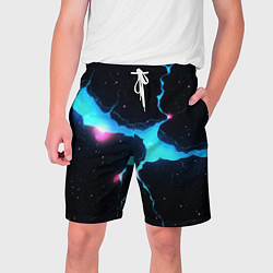 Шорты на шнурке мужские Голубой разлом в черной текстуре, цвет: 3D-принт