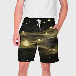 Шорты на шнурке мужские Золотистый свет на черной текстуре, цвет: 3D-принт