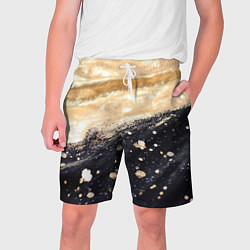 Мужские шорты Золотая текстура на черном фоне