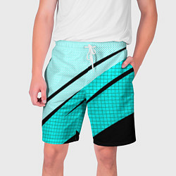 Мужские шорты Абстрактный чёрно-голубой с полосами