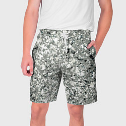 Шорты на шнурке мужские Серый абстрактный с белыми кляксами, цвет: 3D-принт