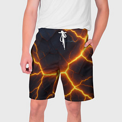 Шорты на шнурке мужские Молнии и черные объемные плиты, цвет: 3D-принт