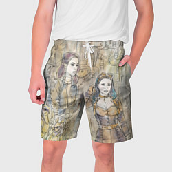 Шорты на шнурке мужские Девушки стимпанк, цвет: 3D-принт