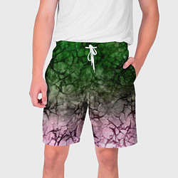 Мужские шорты Абстракция - green pink gradient in black web