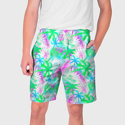 Шорты на шнурке мужские Palm green light blue, цвет: 3D-принт