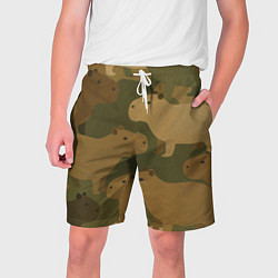 Шорты на шнурке мужские Капибара - камуфляж, цвет: 3D-принт