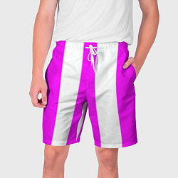 Шорты на шнурке мужские Color white pink lines, цвет: 3D-принт