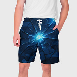 Шорты на шнурке мужские Синий камуфляж со вспышками, цвет: 3D-принт