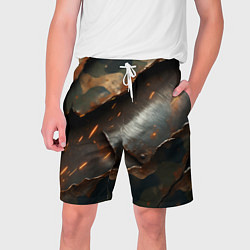 Шорты на шнурке мужские Камуфляжная ткань на металлической пластине, цвет: 3D-принт