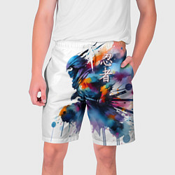 Шорты на шнурке мужские Japanese ninja - watercolor sketch, цвет: 3D-принт
