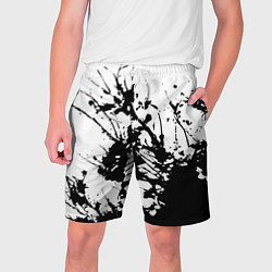 Шорты на шнурке мужские Чёрная взрывная краска на белом, цвет: 3D-принт