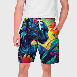 Мужские шорты Прекрасная пантера среди тропиков - нейроарт