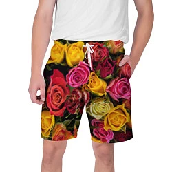 Шорты на шнурке мужские Ассорти из роз, цвет: 3D-принт