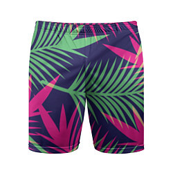 Шорты спортивные мужские Неоновые пальмы, цвет: 3D-принт