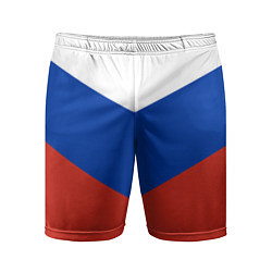 Шорты спортивные мужские Российский триколор, цвет: 3D-принт