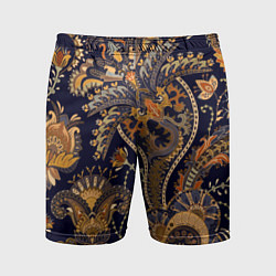 Мужские спортивные шорты Орнамент пейсли - золотой