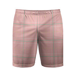 Шорты спортивные мужские Шотландка Розовая, цвет: 3D-принт
