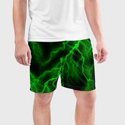 Шорты спортивные мужские МОЛНИЯ GREEN NEON, цвет: 3D-принт — фото 2