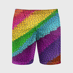 Мужские спортивные шорты Яркая мозаика радуга диагональ