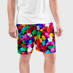 Шорты спортивные мужские Разноцветные звездочки звезды, цвет: 3D-принт — фото 2