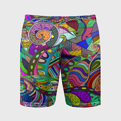 Мужские спортивные шорты Дудлы узор разноцветный хиппи