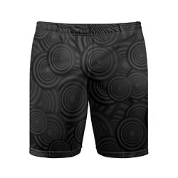 Шорты спортивные мужские Круги черный узор геометрия, цвет: 3D-принт