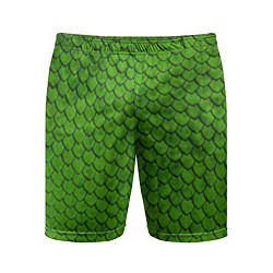 Шорты спортивные мужские Зелёная чешуя, цвет: 3D-принт