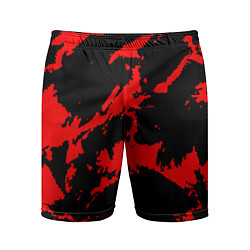 Шорты спортивные мужские Красный на черном, цвет: 3D-принт