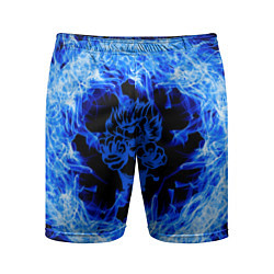 Шорты спортивные мужские Лев в синем пламени, цвет: 3D-принт