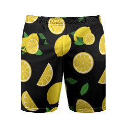 Шорты спортивные мужские Лимоны на чёрном, цвет: 3D-принт