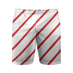 Шорты спортивные мужские Полосы красные на белом, цвет: 3D-принт
